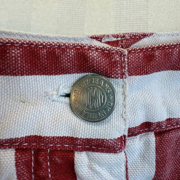 DKNY Jeans VTG Red & White Stripped Denim Short Skirt Sz 10 - Picture 9 of 12